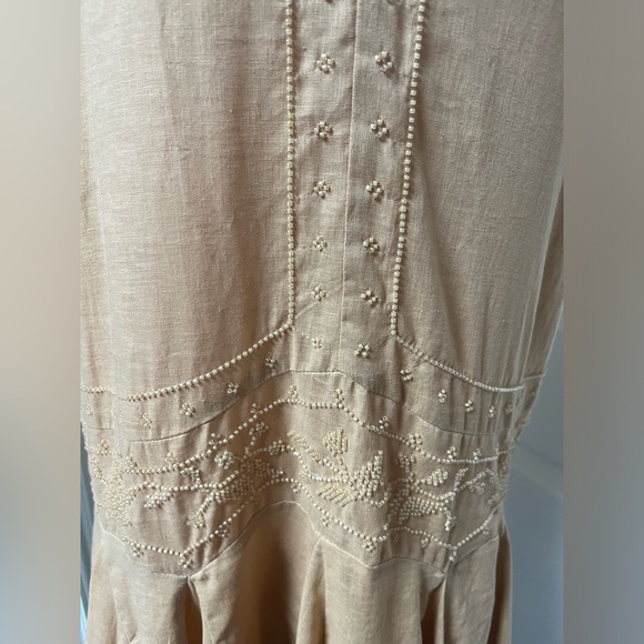 Zara size M flowy and embroidered dress linen/cotton worn once - Picture 5 of 8